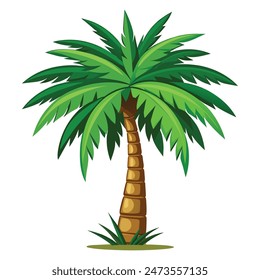 a cartoon illustration of a palm tree with a white background