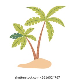 A cartoon illustration of a palm tree with a white background. Summer