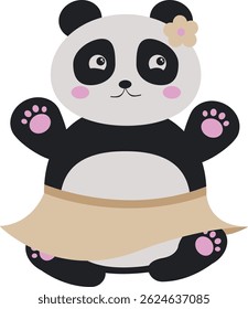 Ilustração de Desenho Animado de um Urso Panda. Ilustração do vetor panda de Kawaii.