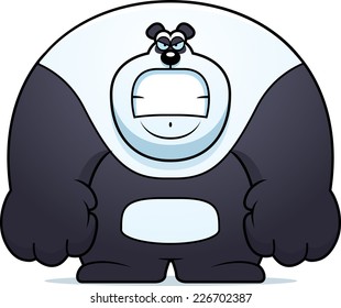 A cartoon illustration of a panda bear looking angry.