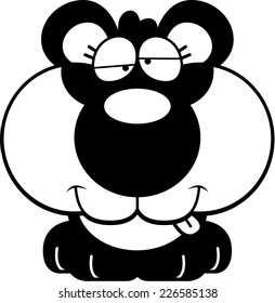 A cartoon illustration of a panda cub with a goofy expression.