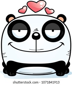 A cartoon illustration of a panda cub in love.