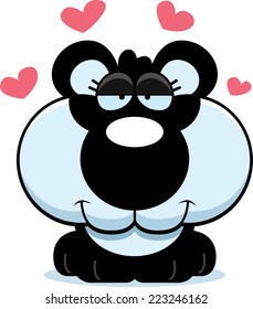 A cartoon illustration of a panda cub in love.
