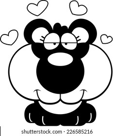 A cartoon illustration of a panda cub in love.