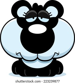 A cartoon illustration of a panda cub with a sad expression.