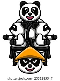 cartoon illustration of panda with karate moves