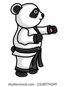 cartoon illustration of a panda practicing kung fu