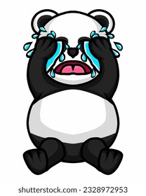 cartoon illustration of a panda who is crying because of love oustus