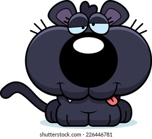 A cartoon illustration of a panther cub with a goofy expression.