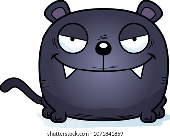 A cartoon illustration of a panther cub with a sly expression.