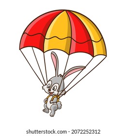 cartoon illustration parachutinghappy cute bunny