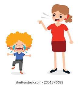 Cartoon Illustration Of Parent Scolding Kid