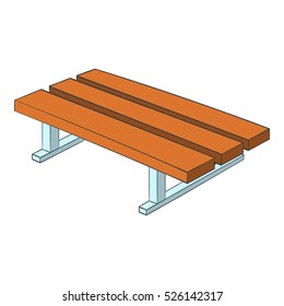 Cartoon illustration of park bench vector icon for web