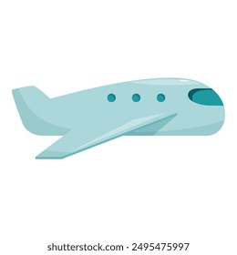 Cartoon illustration of a passenger jet airplane flying through the air