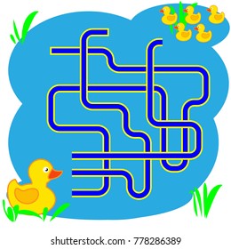 Cartoon Illustration of Paths or Maze Puzzle Activity Game. Kids learning games collection.