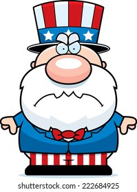 A cartoon illustration of a patriotic man with an angry expression.