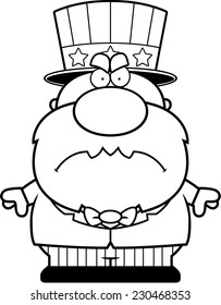 A cartoon illustration of a patriotic man with an angry expression.