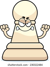 A cartoon illustration of a pawn chess piece looking angry.