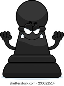 A cartoon illustration of a pawn chess piece looking angry.