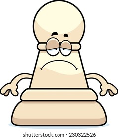 A cartoon illustration of a pawn chess piece looking sad.