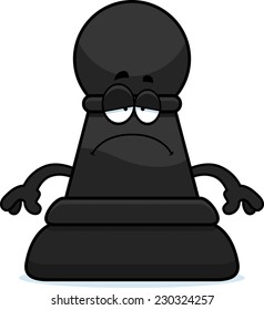 A cartoon illustration of a pawn chess piece looking sad.