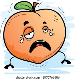 A cartoon illustration of a peach crying.