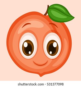 Cartoon Illustration of a Peach with a Happy face