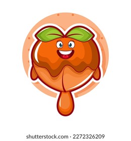 Cartoon illustration of peach ice cream with smiley face