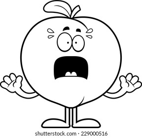 A cartoon illustration of a peach looking scared.