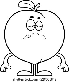 A cartoon illustration of a peach looking sick.