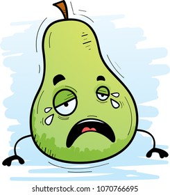 A cartoon illustration of a pear crying.
