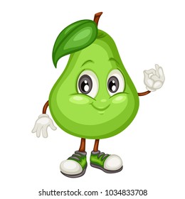 Cartoon Illustration of a Pear. Cute Fruit Mascot. Vector Illustration