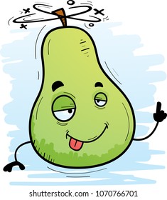 A cartoon illustration of a pear looking drunk.