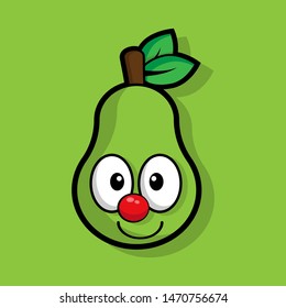 Cartoon Illustration of a Pear.Cute per in comic style. vector illustration.
