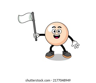 Cartoon Illustration of pearl holding a white flag , character design