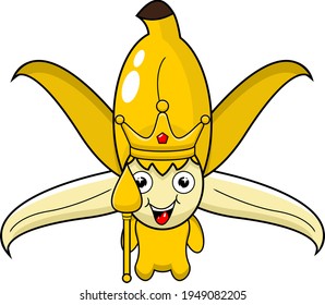 Cartoon Illustration Of Peeled Plantain Mascot Character On White Background