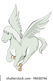 Cartoon illustration of a pegasus