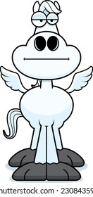 A cartoon illustration of Pegasus with a bored expression.