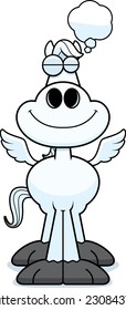 A cartoon illustration of Pegasus dreaming.