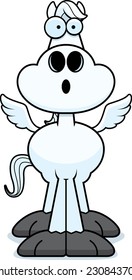 A cartoon illustration of Pegasus looking surprised.