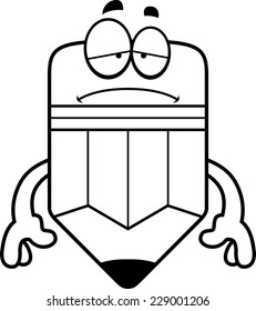 A cartoon illustration of a pencil looking sad.
