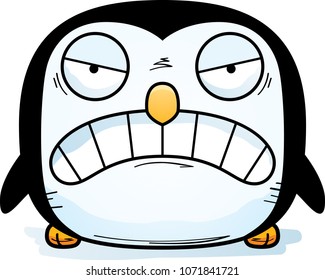 A cartoon illustration of a penguin looking angry.