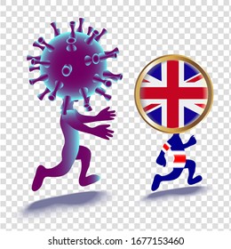 Cartoon illustration of people in the image of the bacteria Coronovirus and the UK. Isolated image of cartoon characters. Epidemic concept.