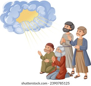 Cartoon illustration of people praying for divine intervention