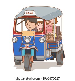 Cartoon Illustration People Travelling By Tuk Stock Vector (Royalty ...