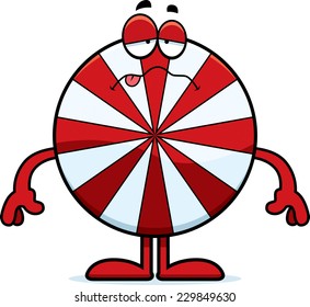 A cartoon illustration of a peppermint looking sick.