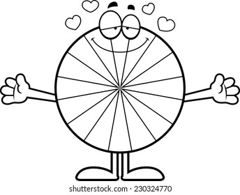 A cartoon illustration of a peppermint ready to give a hug.