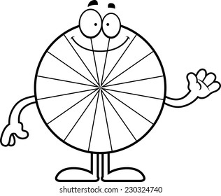 A cartoon illustration of a peppermint waving.