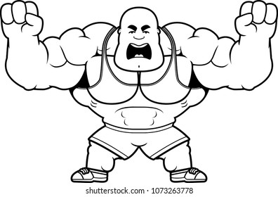 A cartoon illustration of a personal trainer looking angry.