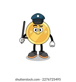 Cartoon Illustration of philippine peso police , character design